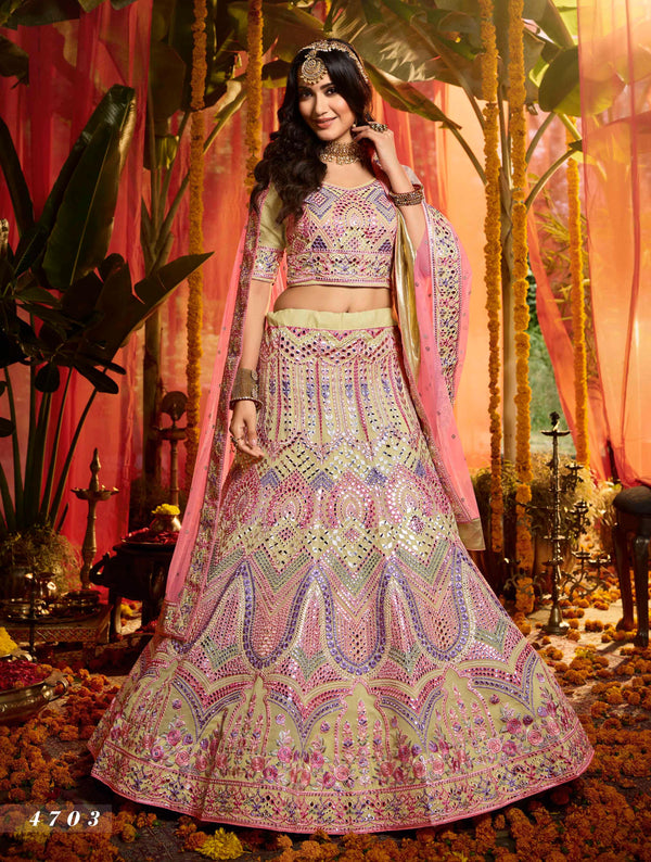 Function Special Off-White Multicolour Organza Lehenga Choli - Fashion Nation