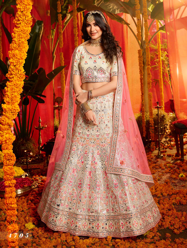 Engagement Special Multicolour Organza Floral Lehenga Choli - Fashion Nation