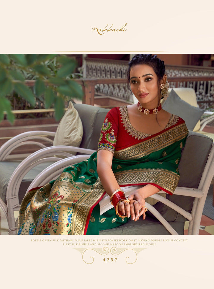 Sangeet Wear Silk Paithani Weaving Saree - Fashion Nation