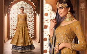 Opulent Indo Western GLA59003 Blue Yellow Georgette Silk Anarkali Suit - Fashion Nation