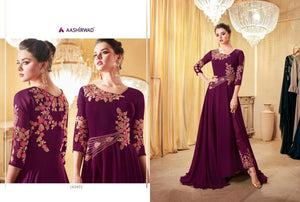 Designer Indo Western LD8107 Purple Georgette Silk Anarkali with Pants - Fashion Nation