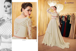 Classy Indo Western LD8113 Cream Georgette Silk Anarkali Gown - Fashion Nation