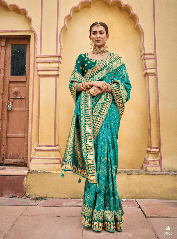 Bridal Wear Bandhej Silk Weaving Saree - Fashion Nation