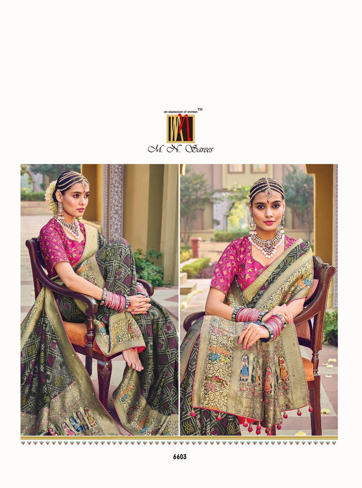 Evening Sangeet Wear Bandhej Saree - Fashion Nation