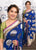 KH13280 Madhuri Dixit Bollywood Inspired Blue Silk Saree - Fashion Nation
