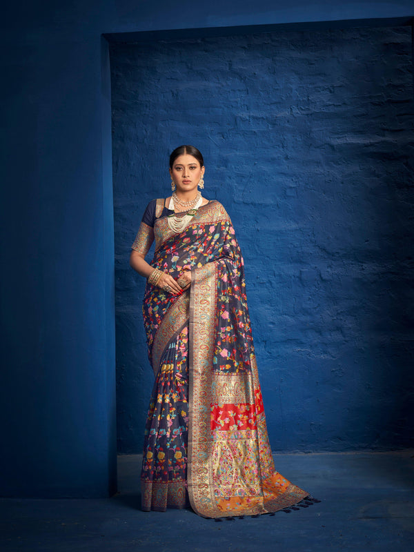 Party Wear Designer Kashmiri Silk Saree - Fashion Nation