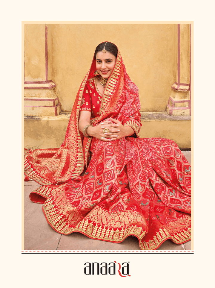 Bridal Wear Bandhej Silk Weaving Saree - Fashion Nation