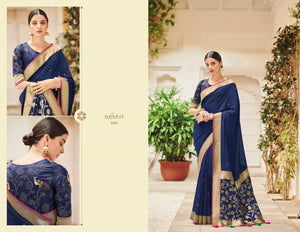 Attractive KIM1005 Partywear Blue Banarasi Silk Weaving Saree - Fashion Nation