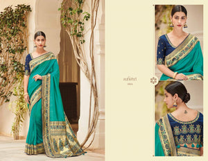 Latest KIM1014 Bridal Blue Banarasi Silk Weaving Saree - Fashion Nation